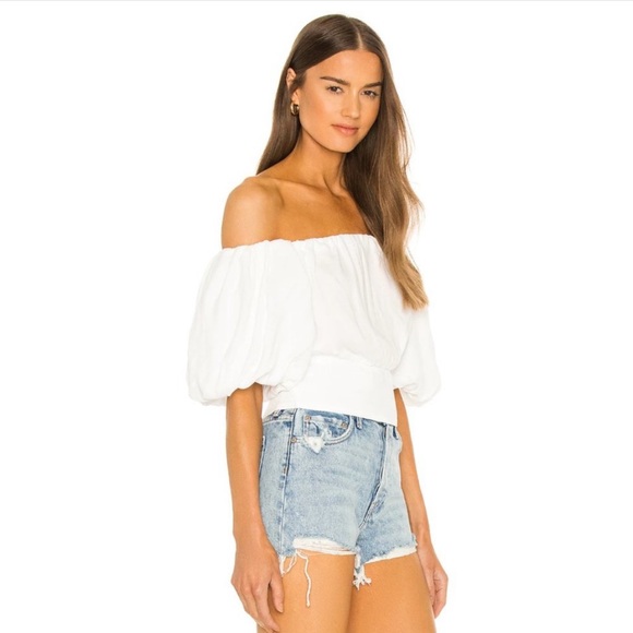 AFRM Revolve Ani Puff Off Shoulder Sleeve Crepe Blouse Size xs NWT - Picture 3 of 4